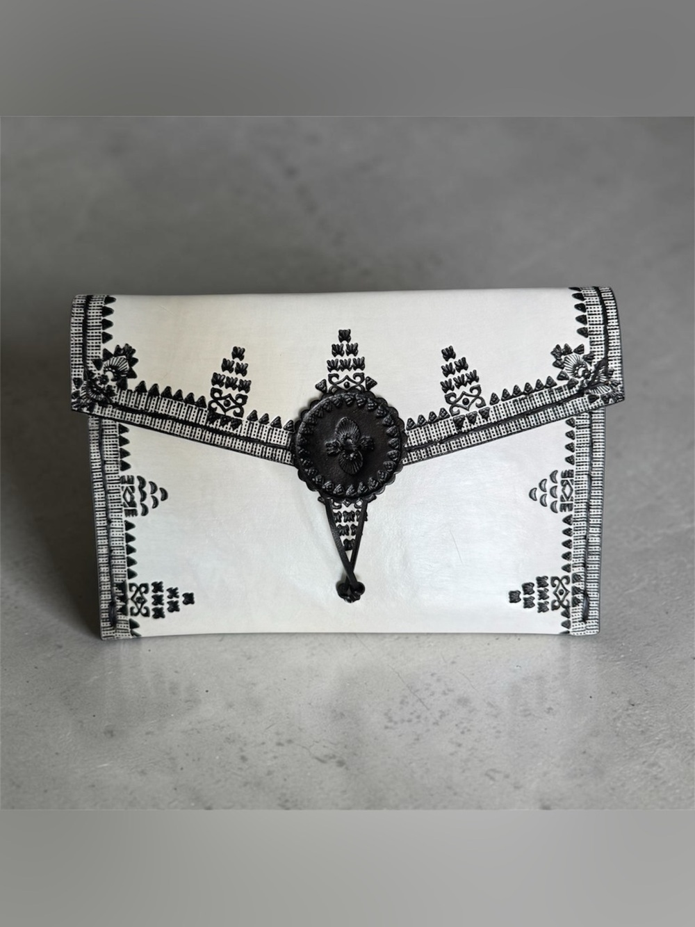 AusterBags Hand Painted Leather Crossbody Folk Art Envelope Bag